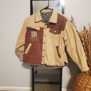 Reversible Plaid and Color Block Jacket